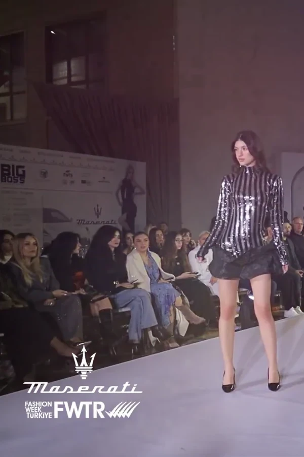 Birsen Çelik walking the runway in Baku